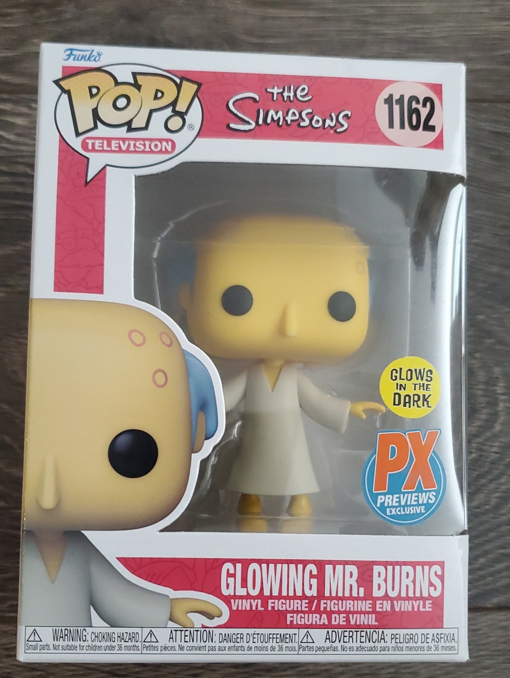 THE SIMPSONS Glowing Mr. Burns#1162 Glow In The Dark Funko PX Previews Exclusive